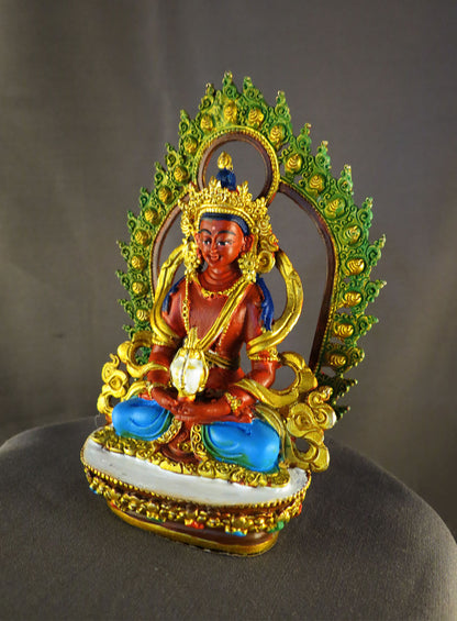 Tibetan Buddhism Hand Painting Lord Aparamita Amitayus Buddha Copper Multicolor Statue Sculpture Figure free