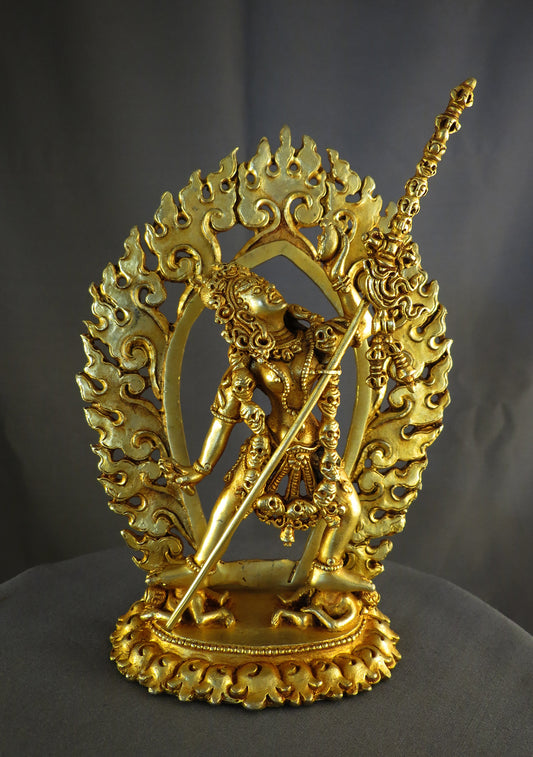 Tibetan Buddhism Goddess Vajra Yogini Dakini Dorjé Neljorma Gold Plated 6" Copper Statue Sculpture Nepal free