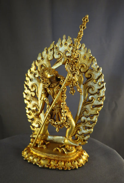 Tibetan Buddhism Goddess Vajra Yogini Dakini Dorjé Neljorma Gold Plated 6" Copper Statue Sculpture Nepal free