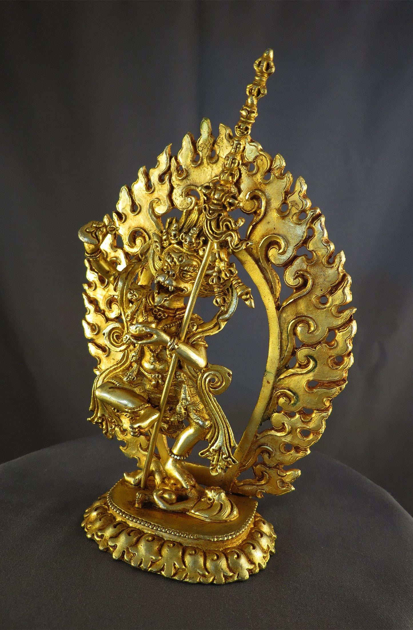 Tibetan Buddhism Simha Mukha Yogini Dakini 6.2" Gold Plated Copper Statue Sculpture Nepal free