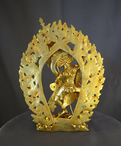 Tibetan Buddhism Simha Mukha Yogini Dakini 6.2" Gold Plated Copper Statue Sculpture Nepal free