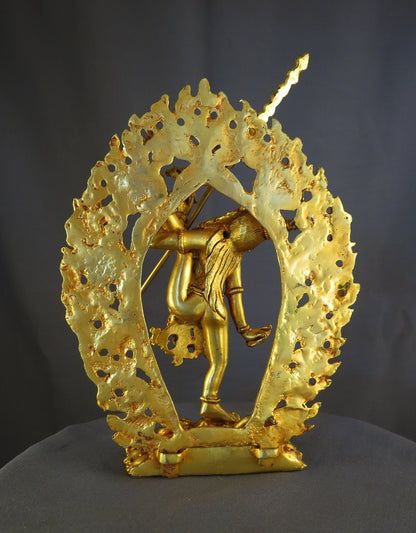 Tibetan Buddhism Goddess Akash Yogini Dakini 6.2" Gold Plated Copper Statue Sculpture Nepal free