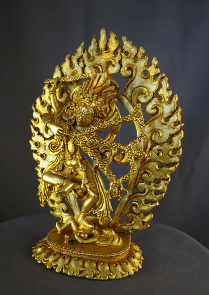 Tibetan Buddhism Goddess Kurukulla Dakini Jogini Gold Plated Copper 6.2" Statue Sculpture Nepal free