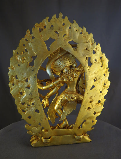 Tibetan Buddhism Goddess Kurukulla Dakini Jogini Gold Plated Copper 6.2" Statue Sculpture Nepal free