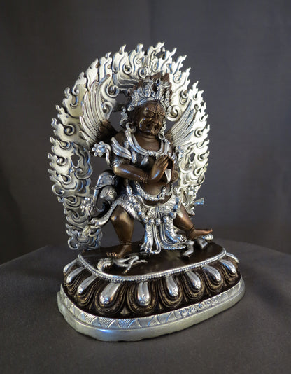 Tibetan Buddhism Lord Vajrakilaya Dorje Phurba Heruka Copper Oxide Silver Statue Sculpture Nepal