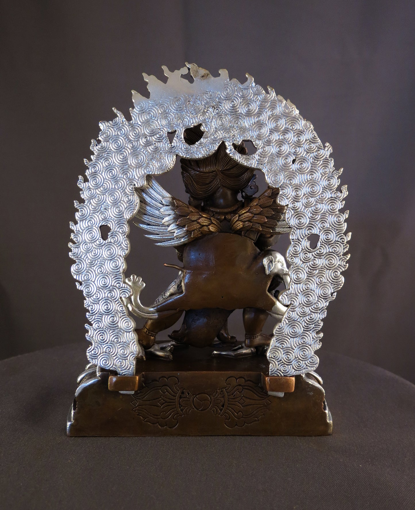 Tibetan Buddhism Lord Vajrakilaya Dorje Phurba Heruka Copper Oxide Silver Statue Sculpture Nepal