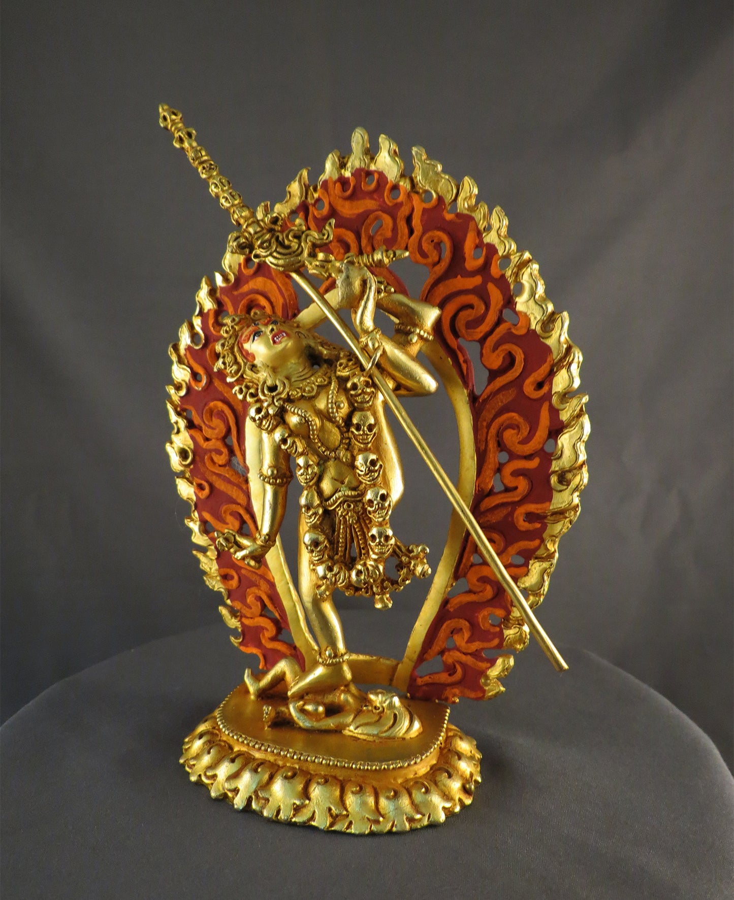 Gold Face Buddhism Goddess Akash Yogini Dakini 6.2" Gold Plated Copper Statue Sculpture Nepal free