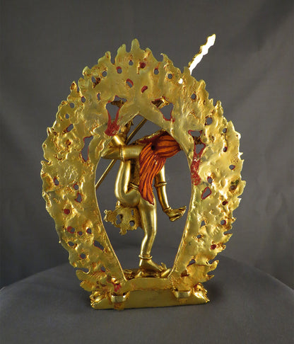 Gold Face Buddhism Goddess Akash Yogini Dakini 6.2" Gold Plated Copper Statue Sculpture Nepal free