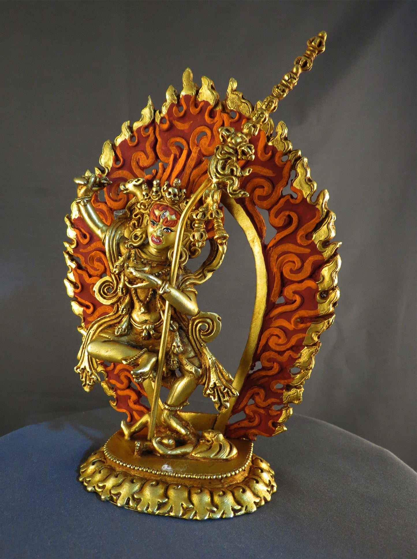 Gold Face Tibetan Buddhism Vajra Varahi Dakini Jogini 6.2" Gold Plated Copper Statue Sculpture Nepal free