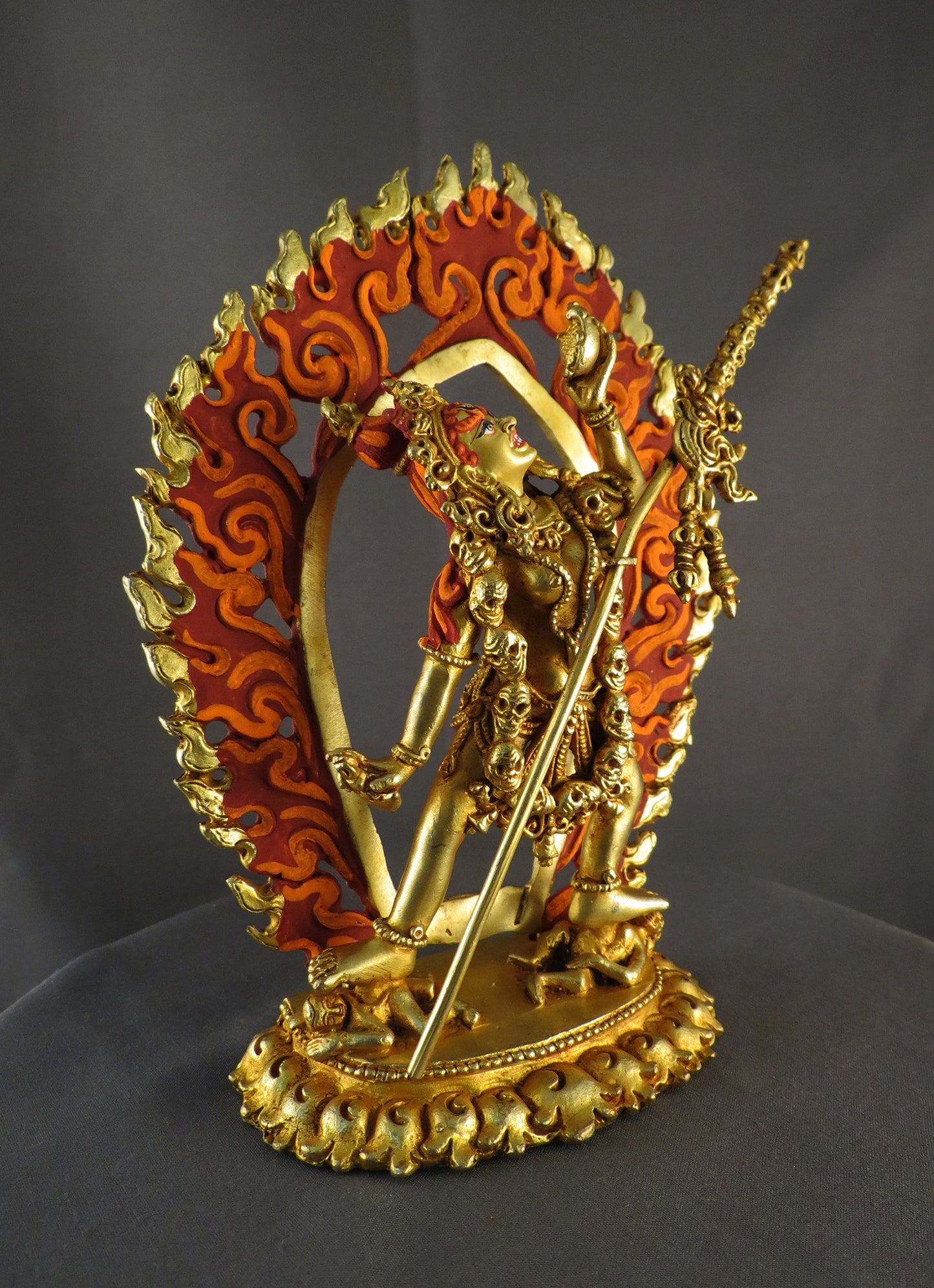 Tibetan Buddhism Gold Face Goddess Vajra Yogini Dakini Dorjé Neljorma Gold Plated 6"Copper Statue Sculpture Nepal free