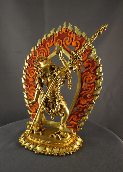 Tibetan Buddhism Gold Face Goddess Vajra Yogini Dakini Dorjé Neljorma Gold Plated 6"Copper Statue Sculpture Nepal free