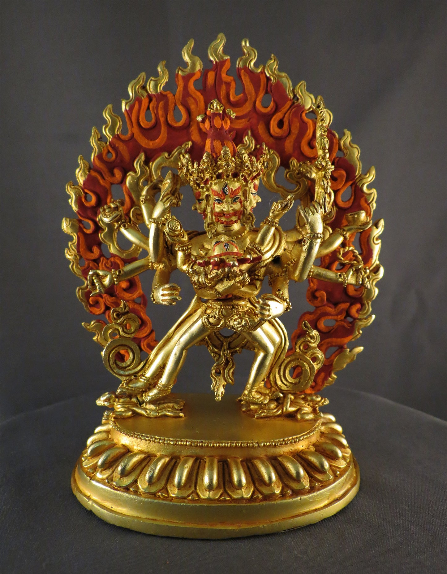 Tibetan Buddhism Gold Face Lord Cakrasamvara with Consort Gold Plated Copper Statue Sculpture Nepal free