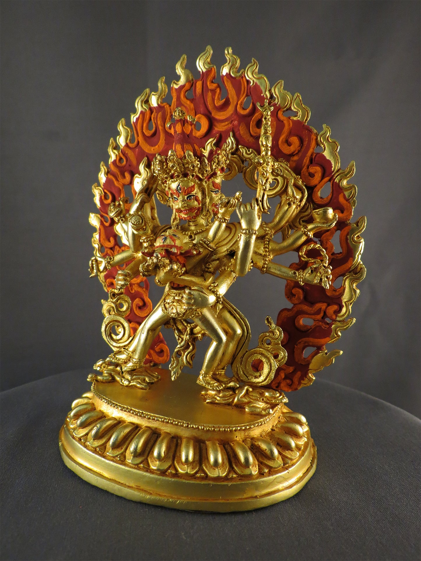 Tibetan Buddhism Gold Face Lord Cakrasamvara with Consort Gold Plated Copper Statue Sculpture Nepal free