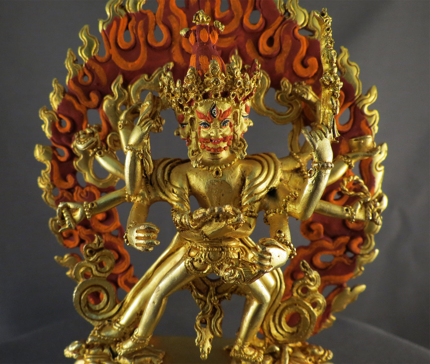 Tibetan Buddhism Gold Face Lord Cakrasamvara with Consort Gold Plated Copper Statue Sculpture Nepal free