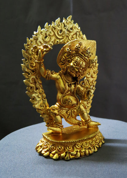 Tibetan Buddhism Protector God Vajrapani Copper Gold Plated Statue Sculpture Figure Nepal free