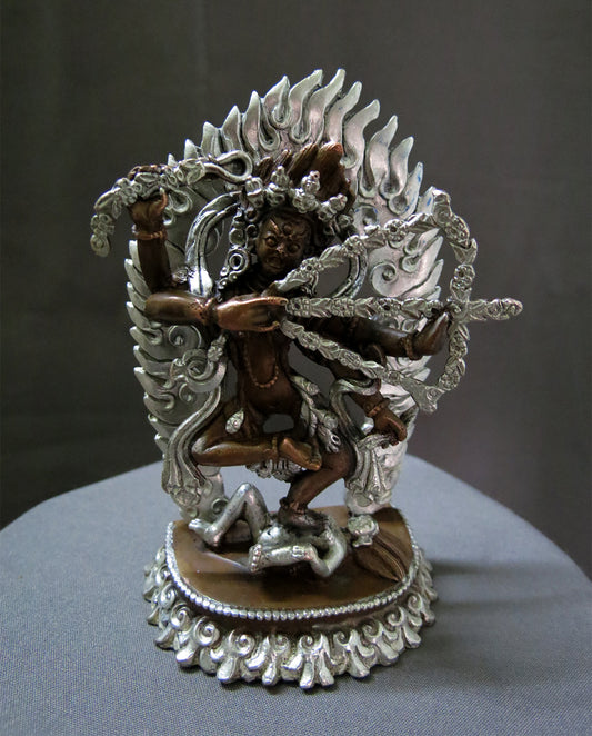 Tibetan Buddhism Goddess Kurukulla Dakini Jogini Silver Oxide Copper Statue Nepal