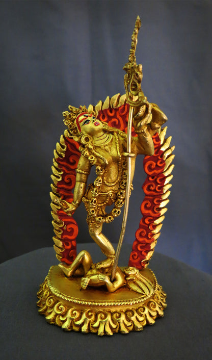 Gold Face Hand Painted Vajra Yogini Statue: Tibetan Buddhist Dakini Sculpture Figure Nepal free
