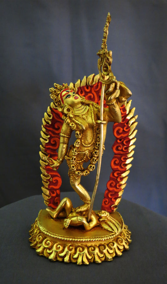 Gold Face Hand Painted Vajra Yogini Statue: Tibetan Buddhist Dakini Sculpture Figure Nepal free