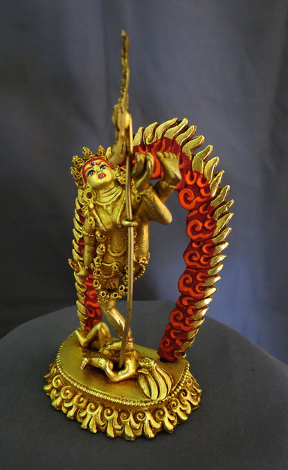 Gold Face Hand Painted Vajra Yogini Statue: Tibetan Buddhist Dakini Sculpture Figure Nepal free