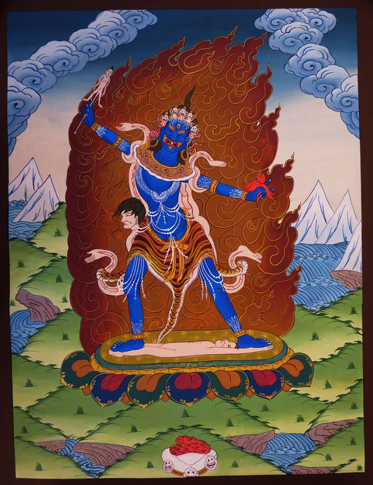 Tibetan Buddhism Wrathful Protecter Deity Lord Ekajati Ekajata Hand Painting Thangka Art Figure Nepal free