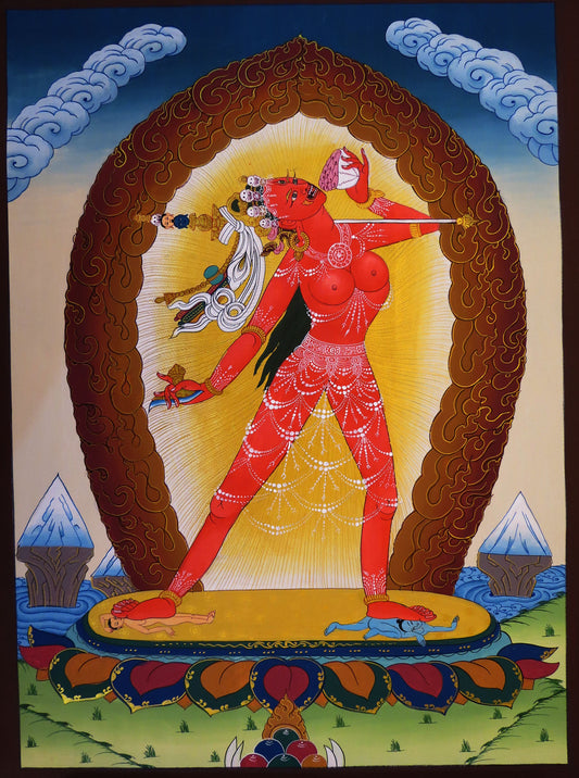 Tibetan Buddhism Wrathful Deity Goddess Khadga Jogini Vajra Yogini Dakini Hand Painting Thangka Nepal free