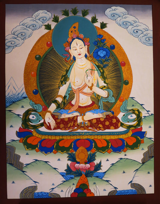 Tibetan Buddhism Goddess White Tara Rupa Dolma Hand Painting Thangka Art Nepal free