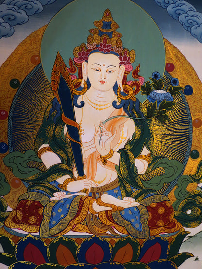 Tibetan Buddhism Lord Akasagarbha Akashgarbha Bodhisattva Buddha Xu Kong zang Buddha Hand Painting Thangka Art Nepal free