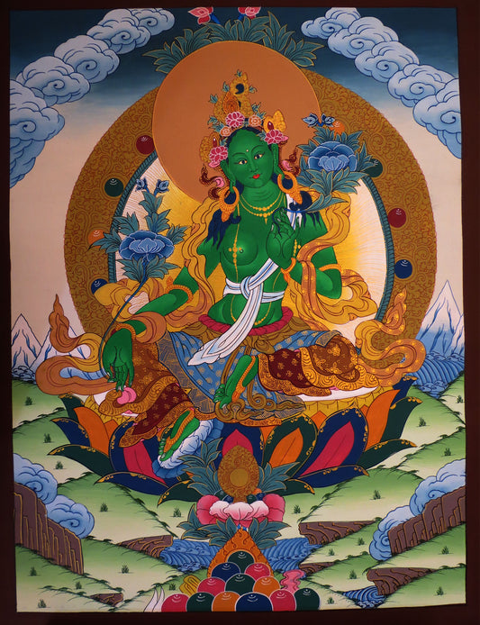 Tibetan Buddhism Goddess Green Tara Rupa Dolma Lama Hand Painting Thangka Art Nepal free