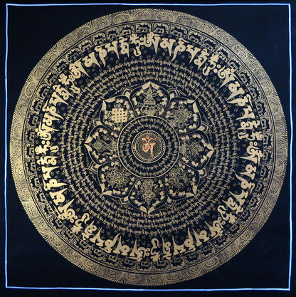 Tibetan Buddhism Ritual 8 Auspicious Lucky Sign Om Mani Padme Hum Mantra Mandala Handwritten Painting Thangka Art Nepal free