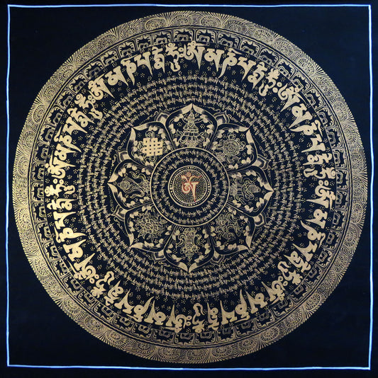 Tibetan Buddhism Ritual 8 Auspicious Lucky Sign Om Mani Padme Hum Mantra Mandala Handwritten Painting Thangka Art Nepal free