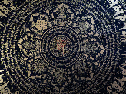 Tibetan Buddhism Ritual 8 Auspicious Lucky Sign Om Mani Padme Hum Mantra Mandala Handwritten Painting Thangka Art Nepal free