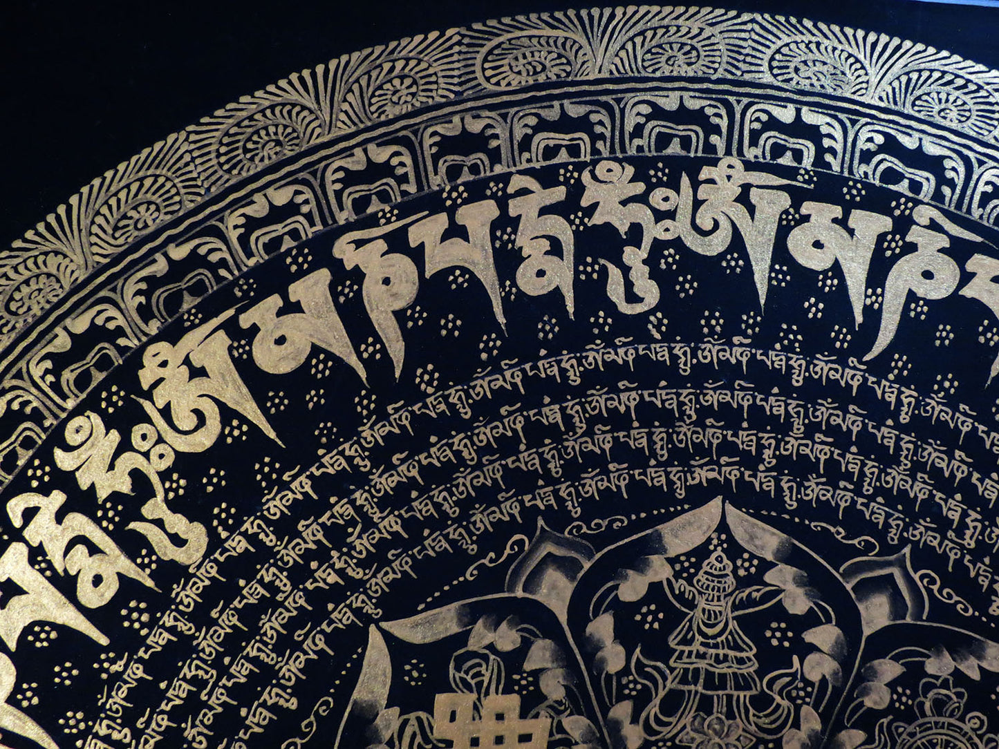 Tibetan Buddhism Ritual 8 Auspicious Lucky Sign Om Mani Padme Hum Mantra Mandala Handwritten Painting Thangka Art Nepal free