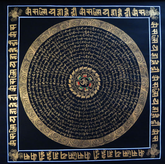 Tibetan Buddhism Om Mani Padme Hum Mantra Mandala Handwritten Painting 50 cm Thangka Art Nepal free