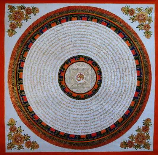Tibetan Buddhism Ritual Om Mani Padme Hum Mantra Mandala Handwritten Canvas Cloth Painting Thangka Art Nepal free