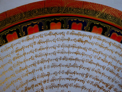 Tibetan Buddhism Ritual Om Mani Padme Hum Mantra Mandala Handwritten Canvas Cloth Painting Thangka Art Nepal free