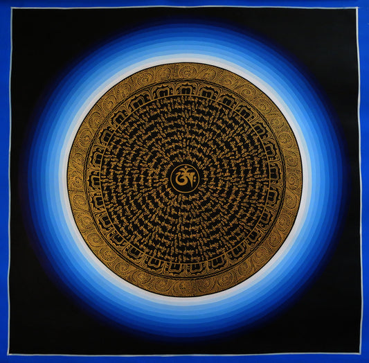 Tibetan Buddhism Ritual Om Mani Padme Hum Mantra Mandala Lama Handwritten Painting Thangka Art Nepal free