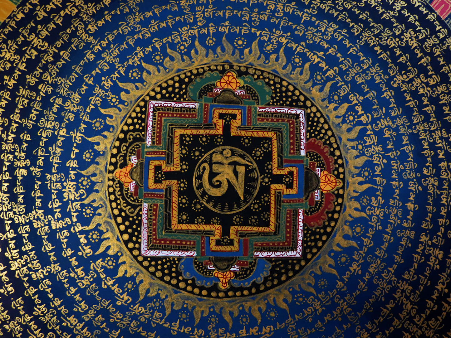 Tibetan Buddhism Om Mani Padme Hum Mantra Mandala Lama Handwritten Painting Thangka Art Nepal free