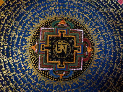 Tibetan Buddhism Om Mani Padme Hum Mantra Mandala Lama Handwritten Painting Thangka Art Nepal free