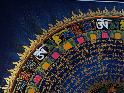 Tibetan Buddhism Om Mani Padme Hum Mantra Mandala Lama Handwritten Painting Thangka Art Nepal free