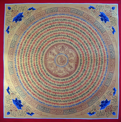 Tibetan Buddhism Om Mani Padme Hum Mantra Mandala Lama Handwritten Painting Thangka Art Nepal free White