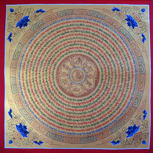 Tibetan Buddhism Om Mani Padme Hum Mantra Mandala Lama Handwritten Painting Thangka Art Nepal free White