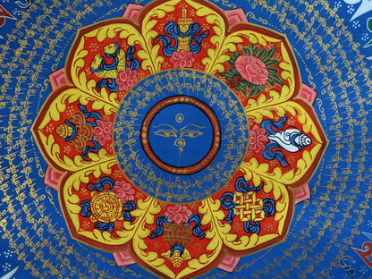 Tibetan Buddhism Om Mantra Om Mani Padme Hum Mantra Mandala Ritual 8 Auspicious Lucky Sign Lama Handwritten Painting Thangka Art Nepal free