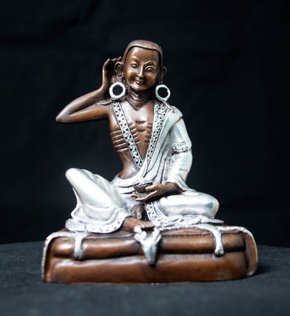 Buddhism Tibetan Guru Milarepa Silver Oxide Copper Statue Sculpture Figure Nepal free