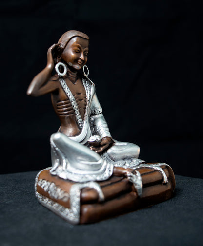 Buddhism Tibetan Guru Milarepa Silver Oxide Copper Statue Sculpture Figure Nepal free