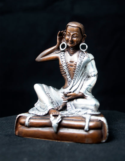 Buddhism Tibetan Guru Milarepa Silver Oxide Copper Statue Sculpture Figure Nepal free
