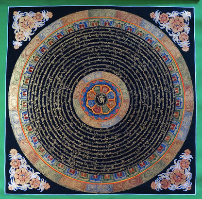 8 Auspicious Sign Tibetan Thangka Painting: Om Mani Padme Hum Mantra Mandala Art Nepal free