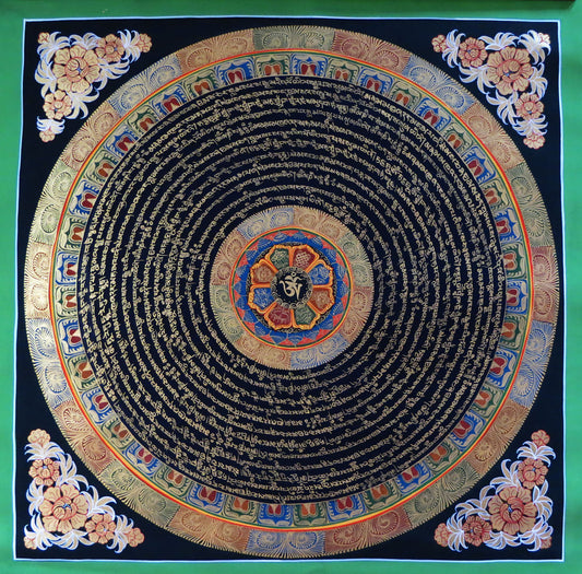 8 Auspicious Sign Tibetan Thangka Painting: Om Mani Padme Hum Mantra Mandala Art Nepal free