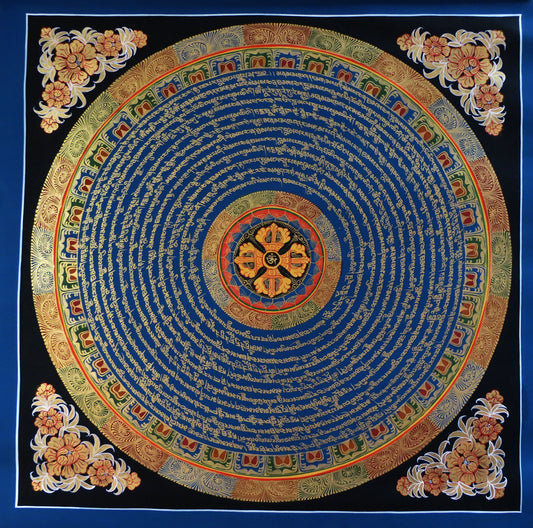 Tibetan Double Dorje Thangka Painting: Om Mani Padme Hum Mantra Mandala Art Nepal free