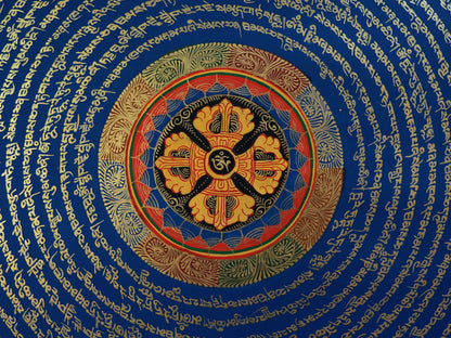 Tibetan Double Dorje Thangka Painting: Om Mani Padme Hum Mantra Mandala Art Nepal free