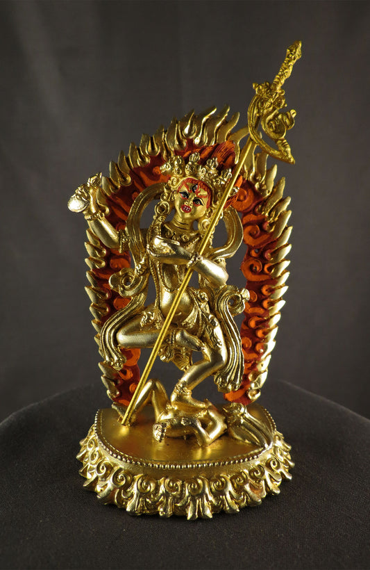 Gold Face Buddhism Vajra Varahi Dakini Statue: Gold Plated Copper Handmade Sculpture Nepal free